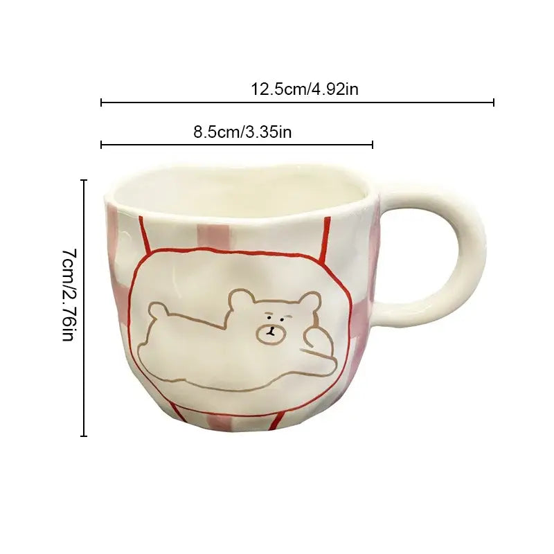 Handcrafted white ceramic bear mug kitchen coffee cup