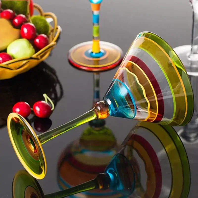 Handmade colorful margarita wine glasses dining room drinkware