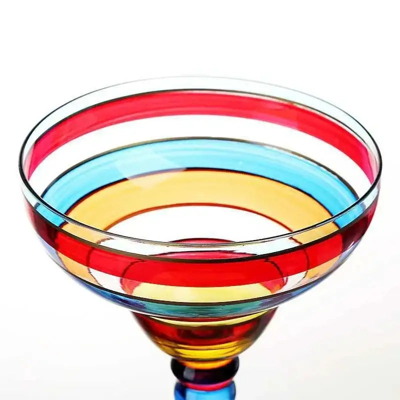Handmade colorful margarita wine glasses dining room drinkware