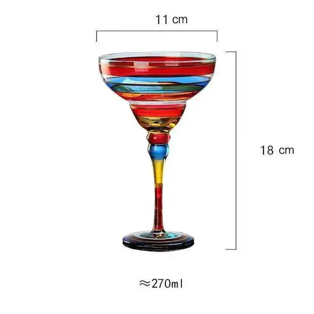 Handmade colorful margarita wine glasses dining room drinkware
