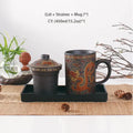 Handmade dragon purple clay tea mug set gray & orange dining room