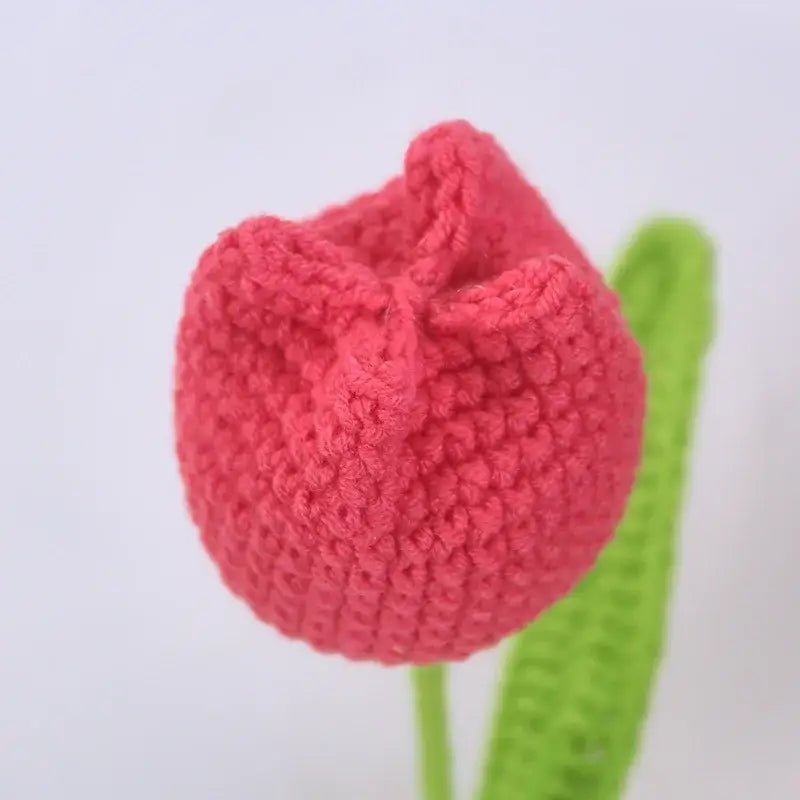 Handmade knitted crochet tulips multi color bedroom flower decor