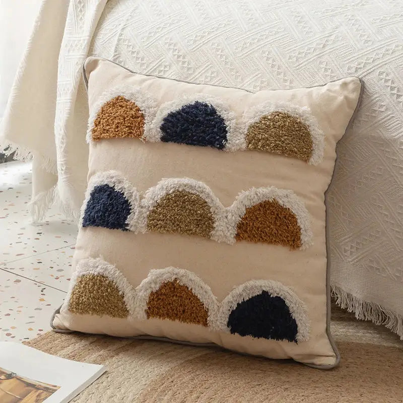 Handmade moroccan geometric pillow cover cream living room decor
