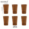 Handmade natural wooden tea cups dining room polished brown tumblers