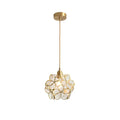 Handmade pink & teal glass petal pendant light bedroom flower lamp