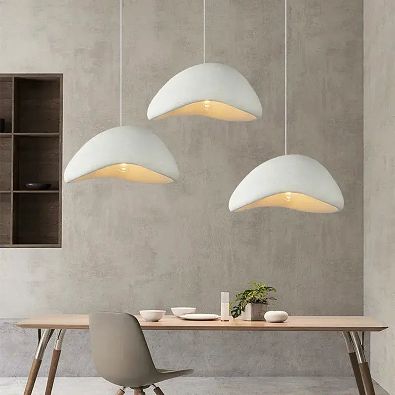 Handmade wabi sabi chandelier white trio pendant light dining room