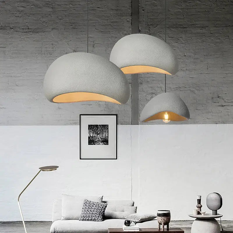 Handmade wabi sabi chandelier white trio pendant light dining room