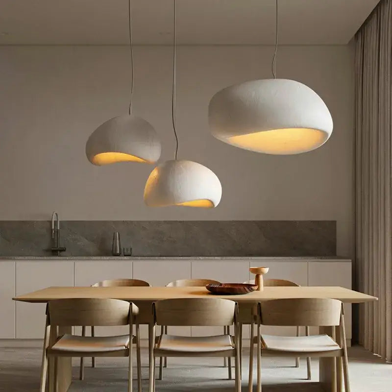 Handmade wabi sabi chandelier white trio pendant light dining room