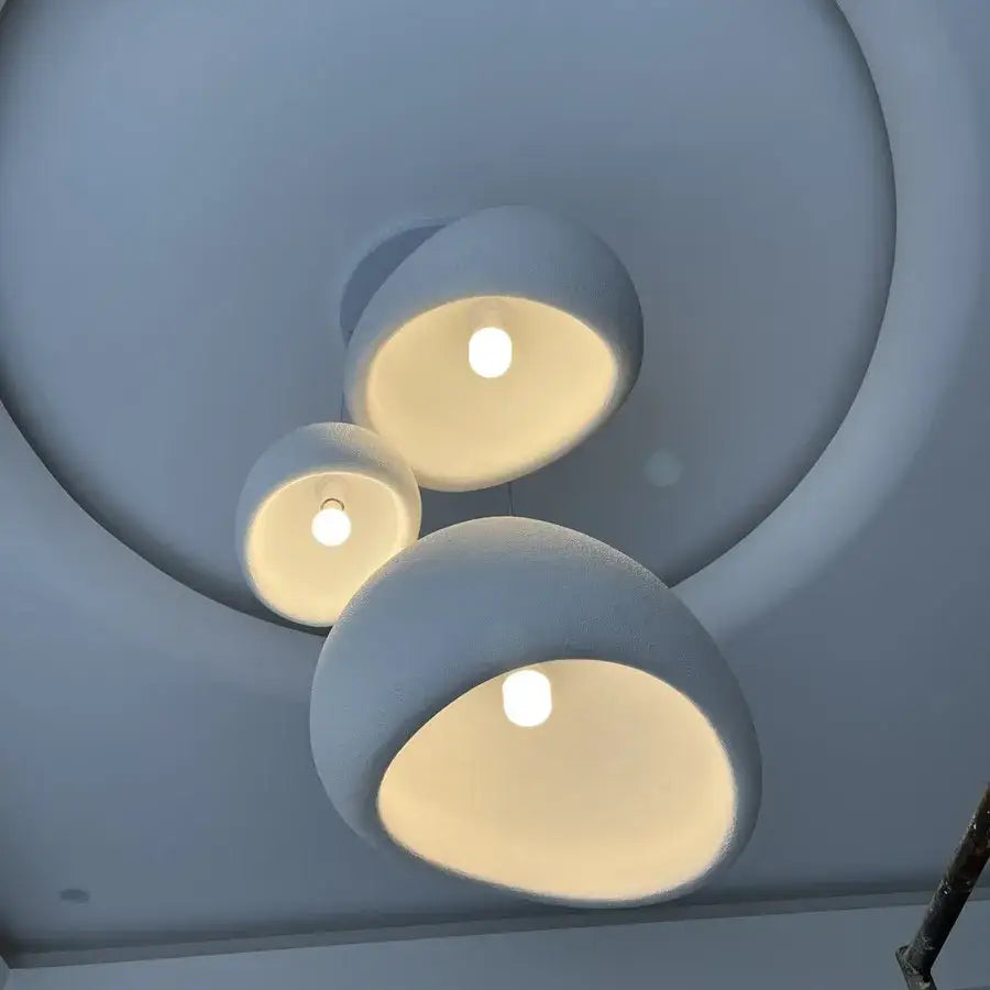 Handmade wabi sabi chandelier white trio pendant light dining room