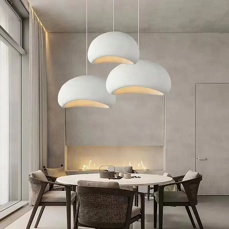 Handmade wabi sabi chandelier white trio pendant light dining room