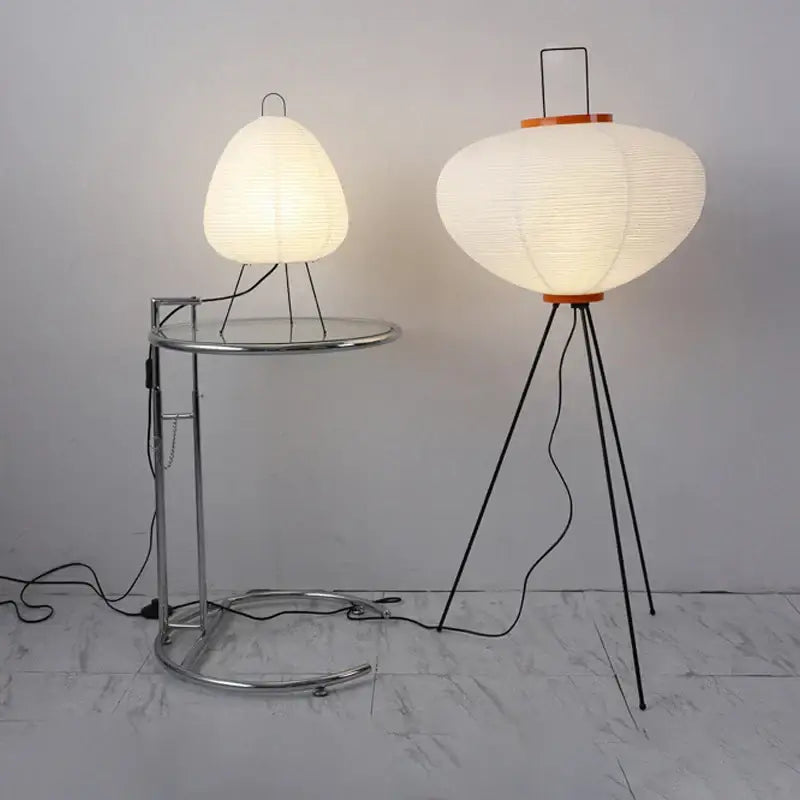 Handmade wabi sabi cream paper floor lamp living room tripod light
