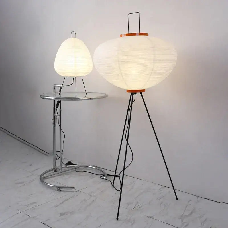 Handmade wabi sabi cream paper floor lamp living room tripod light