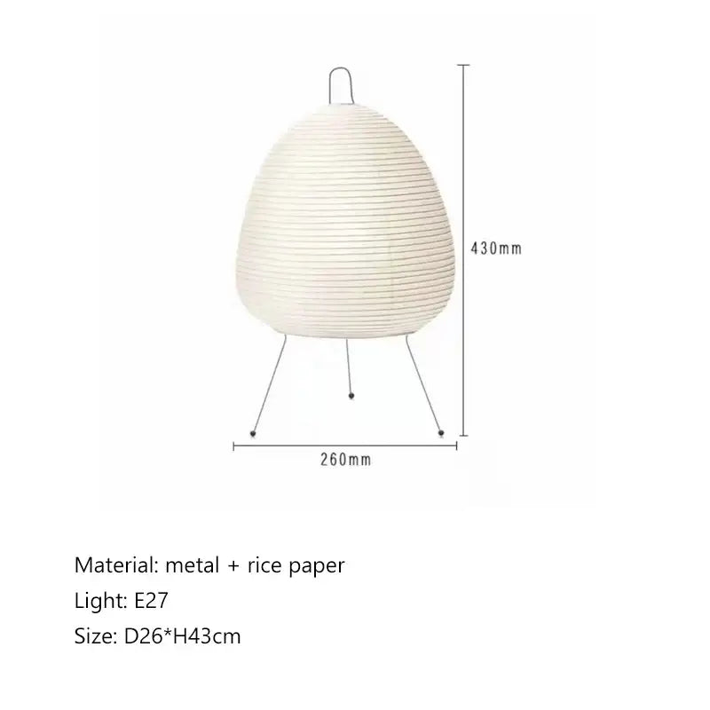Handmade wabi sabi cream paper floor lamp living room tripod light