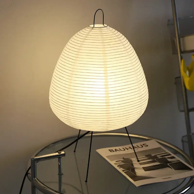 Handmade wabi sabi cream paper floor lamp living room tripod light