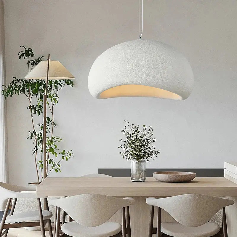 Handmade wabi sabi off white pendant lamp dining room lighting