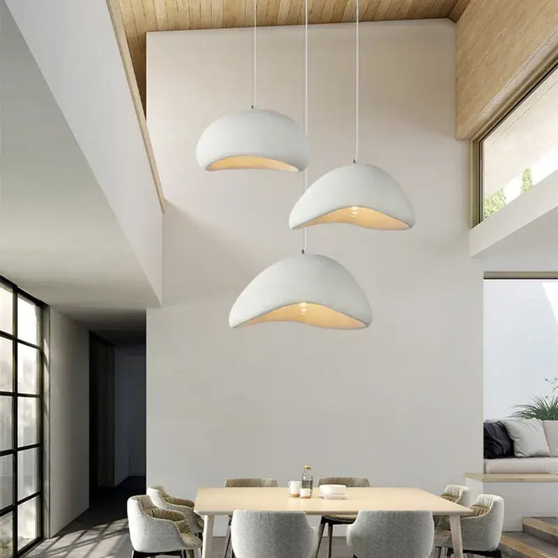 Handmade wabi sabi off white pendant lamp dining room lighting