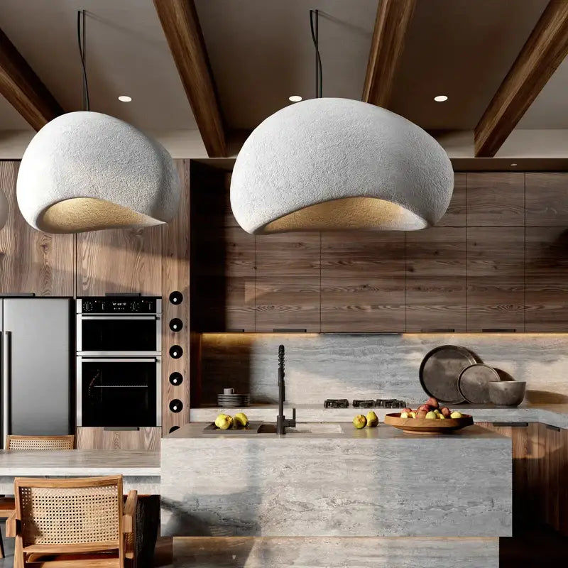Handmade wabi sabi off white pendant lamp dining room lighting