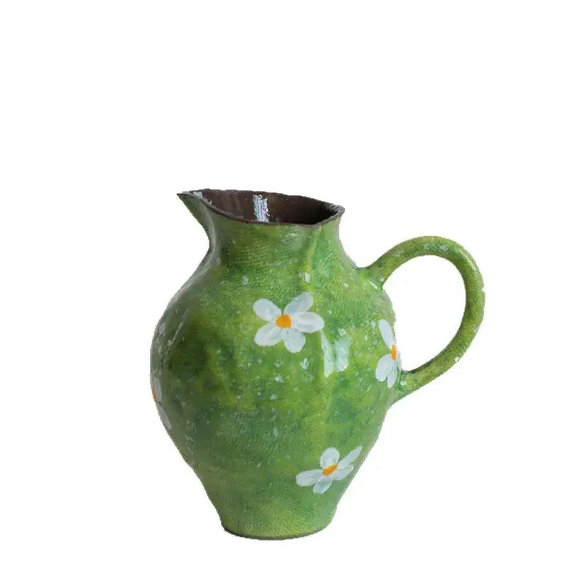 Handmade watercolor flower vase retro decorative jar living room