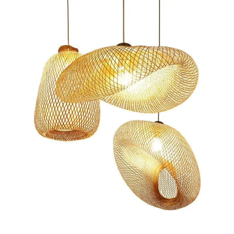 Handmade woven decorbites bamboo chandelier for dining room