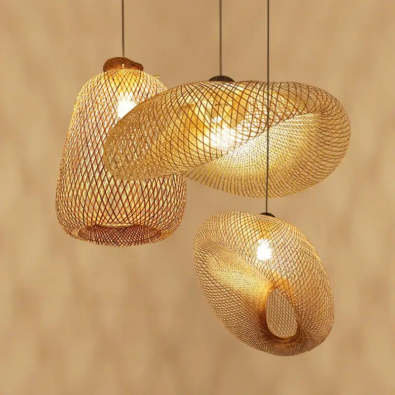 Handmade woven decorbites bamboo chandelier for dining room