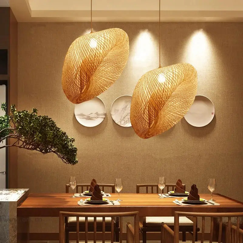 Handmade woven decorbites bamboo chandelier for dining room