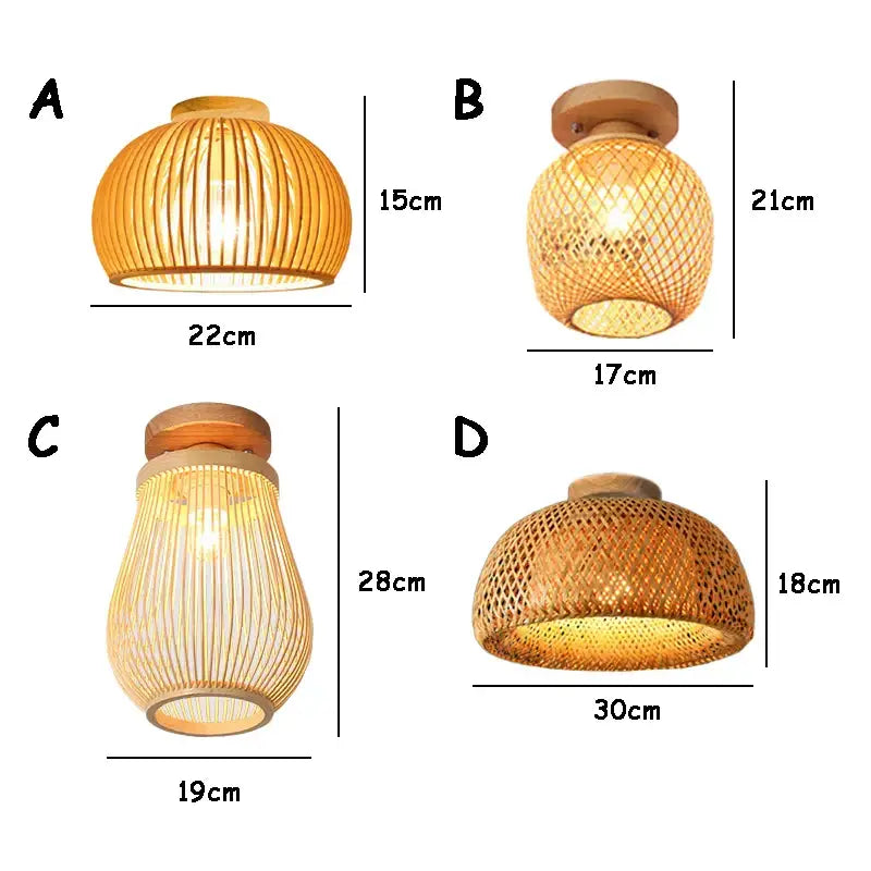 Handwoven bamboo birdcage ceiling light for dining room