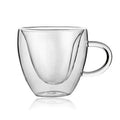 Heart love double walled glass coffee mug set kitchen drinkware