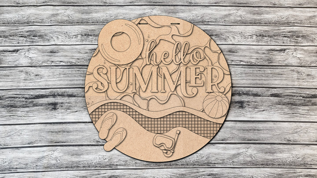 Hello Summer Pool Door Hanger DIY Unfinished Kit