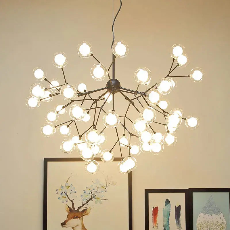 Heracleum firefly gold glass ball chandelier dining room light