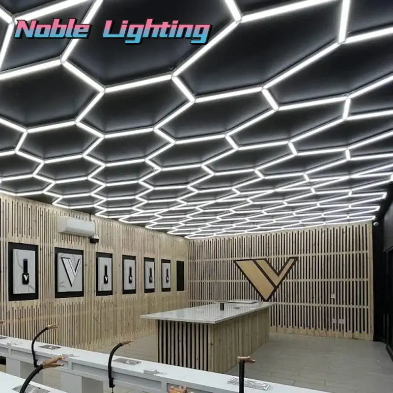 Hexagon led car detailing light noble logo garage ceiling panel