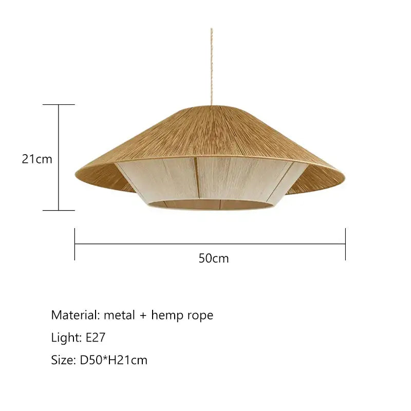 Hexagonal bamboo hemp rope rattan pendant lights for dining room