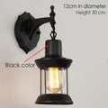 Industrial antique brass wall lamp bedroom glass lantern sconce