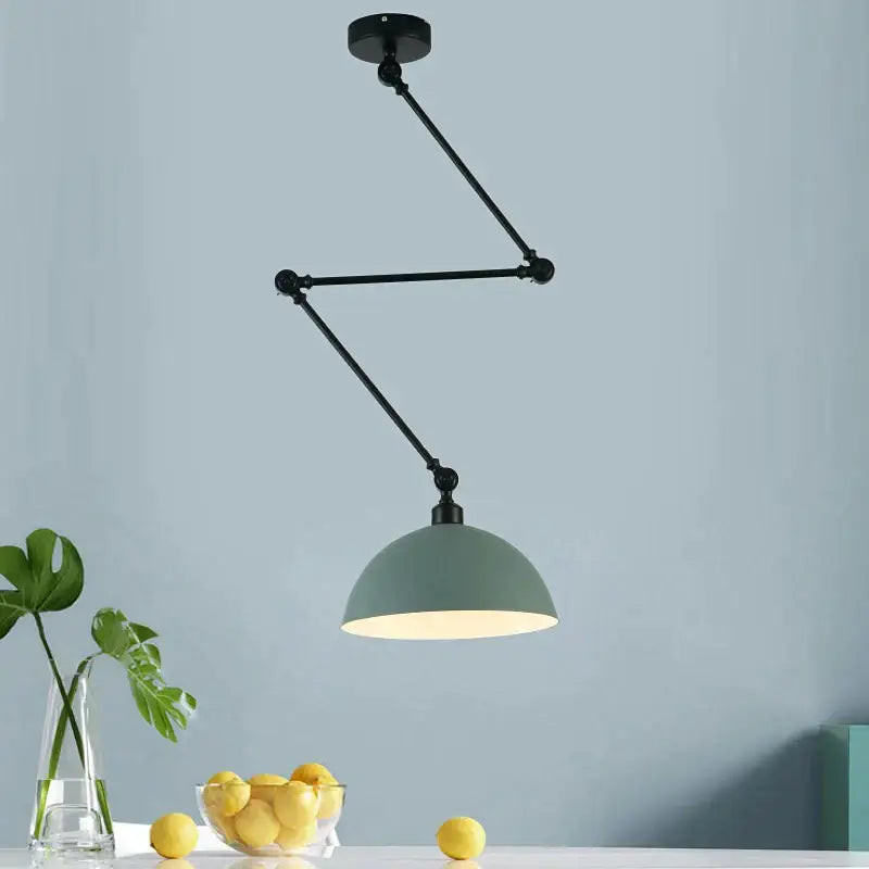 Industrial black adjustable long arm pendant light for living room