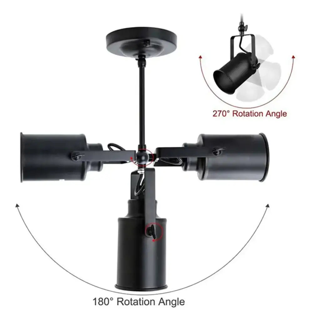 Industrial black and amber adjustable ceiling lamp dining room spotlight