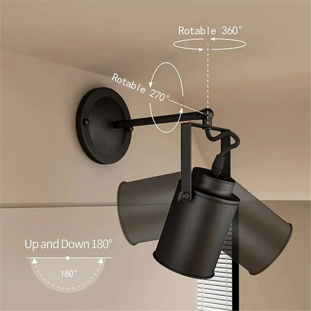 Industrial black and amber adjustable ceiling lamp dining room spotlight