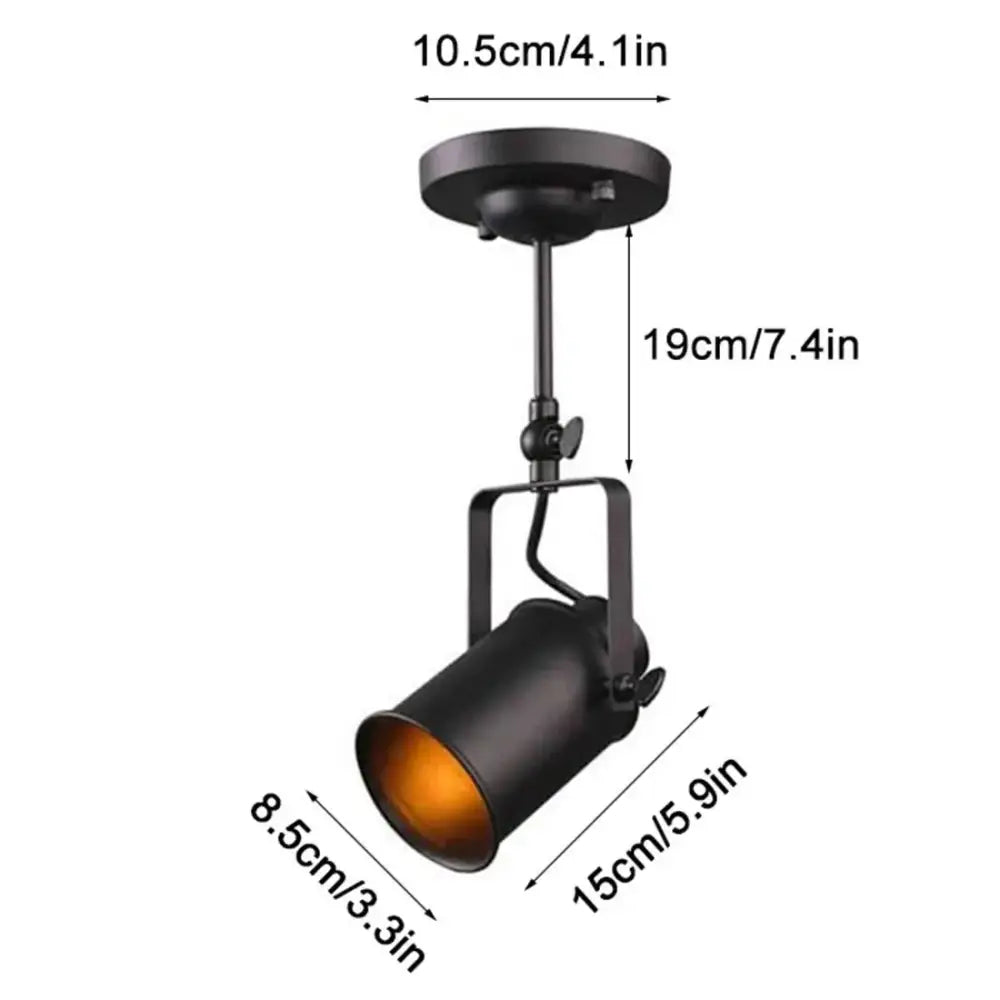 Industrial black and amber adjustable ceiling lamp dining room spotlight