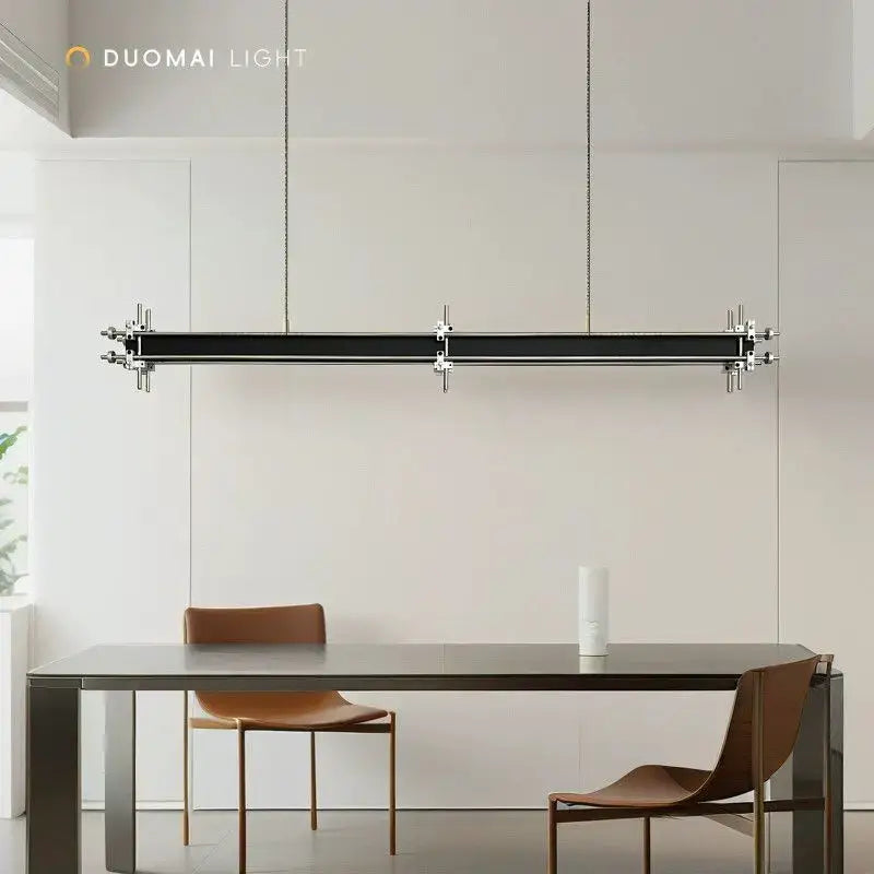 Industrial black and chrome pendant chandelier – dining room light