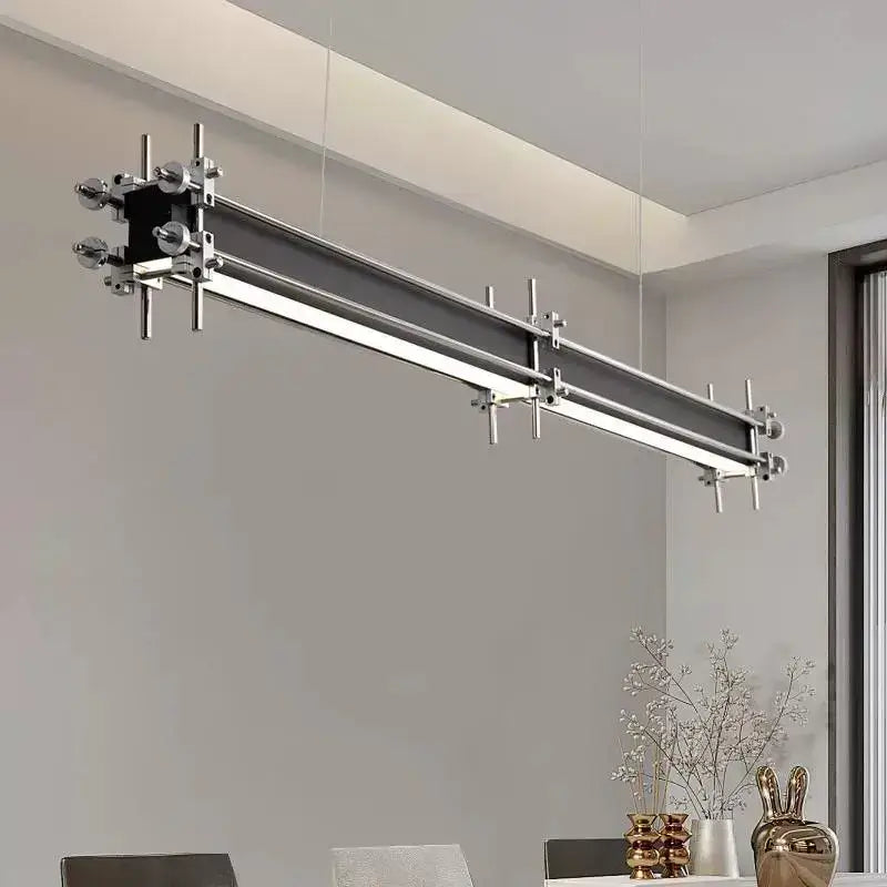 Industrial black and chrome pendant chandelier – dining room light