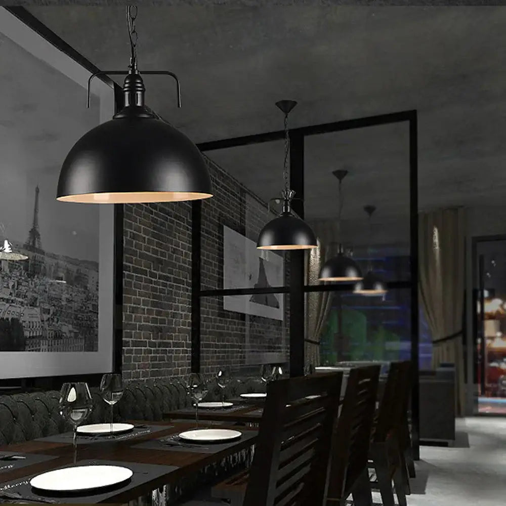 Industrial black & brass iron pendant light kitchen lighting