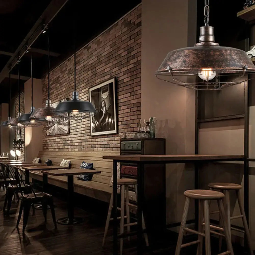 Industrial black & brass iron pendant light kitchen lighting