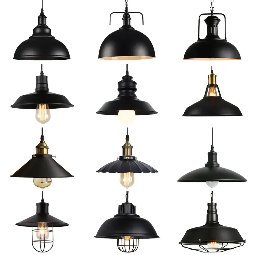 Industrial black & brass iron pendant light kitchen lighting