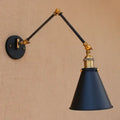 Industrial black & brass swing arm wall lamp bedroom sconce