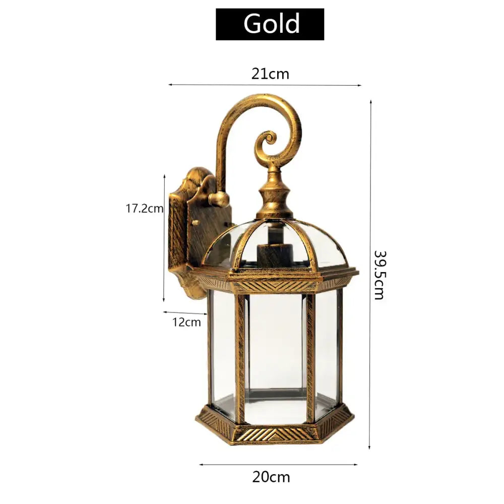 Industrial black bronze wall lamp outdoor lantern with clear glass