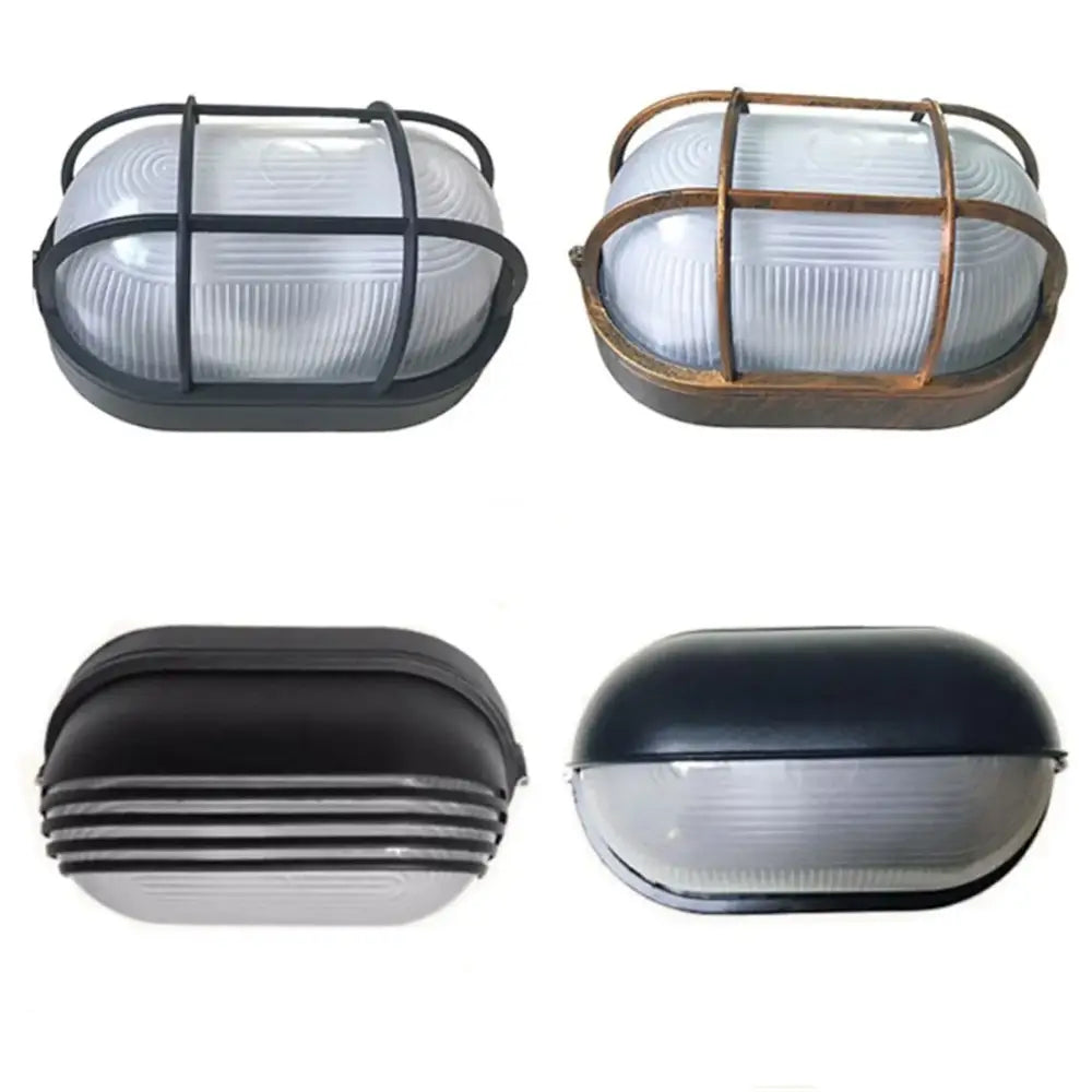 Industrial black bulkhead wall light – patio security sconce