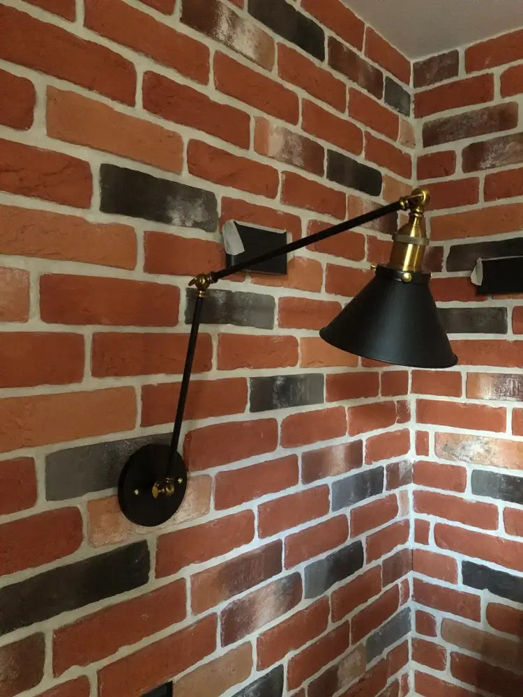 Industrial black & copper vintage wall sconce bedroom long arm light