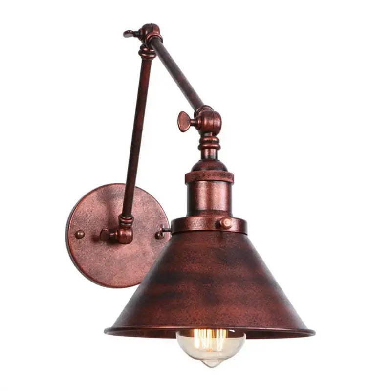 Industrial black & copper vintage wall sconce bedroom long arm light