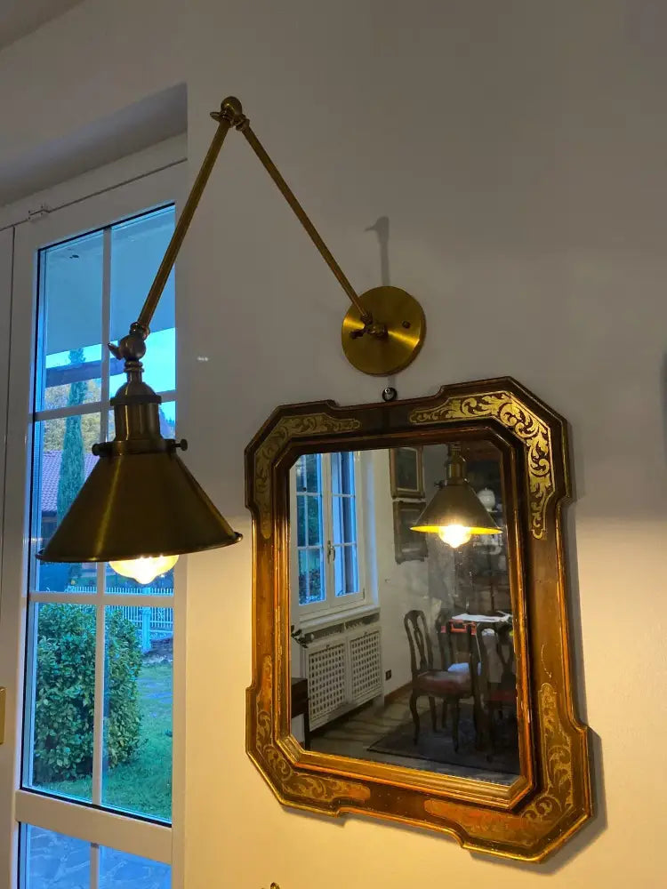 Industrial black & copper vintage wall sconce bedroom long arm light