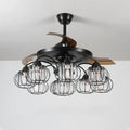 Industrial black crystal ceiling fan living room remote control fan