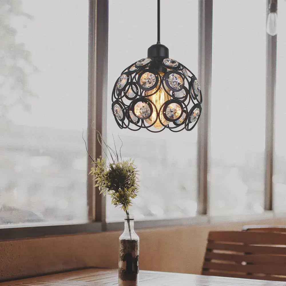 Industrial black crystal k9 pendant lamp kitchen island chandelier