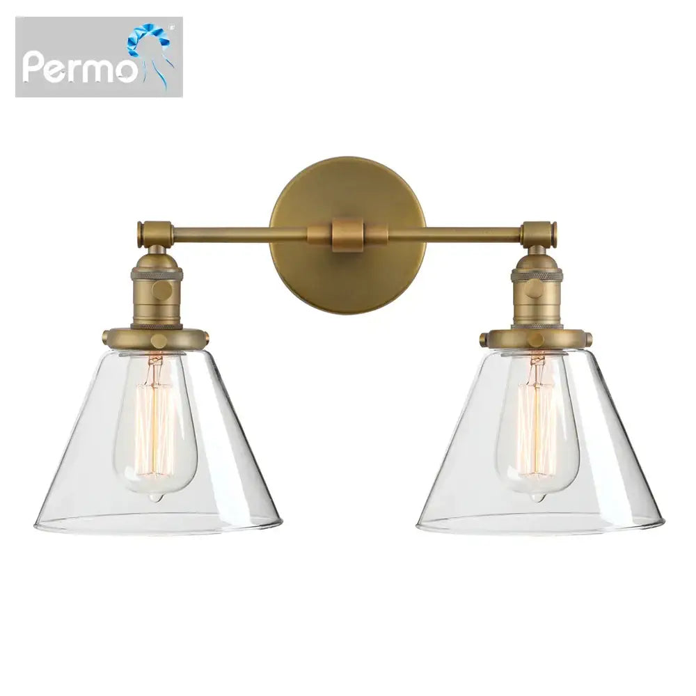 Industrial black double cone glass wall sconce bedroom light fixture